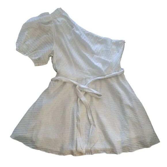 Nine West White Knight One Shoulder Fit and Flare Mini Dress XL - Picture 3 of 15